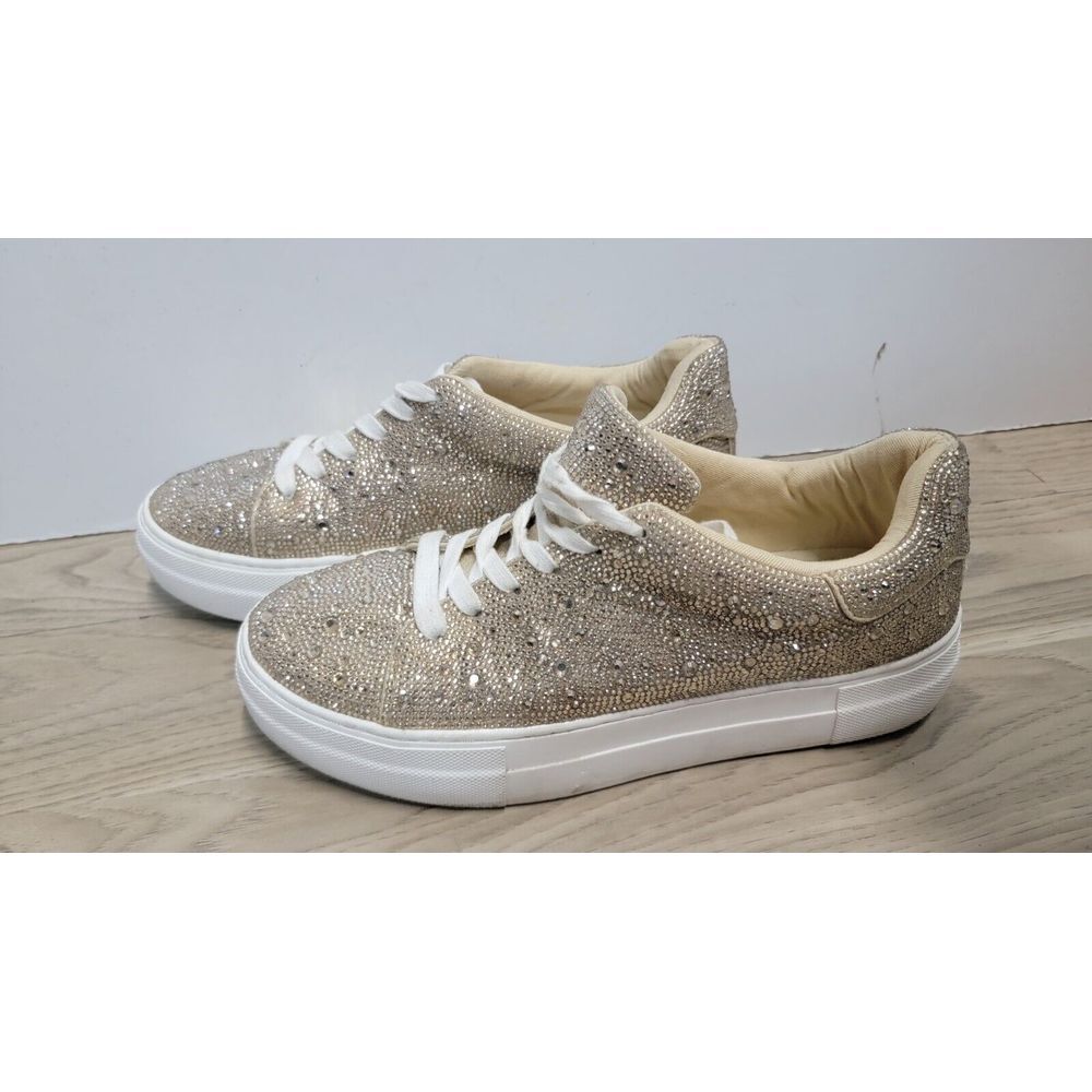 Betsey Johnson Sidny Women's Oxford Shoes Women's 9.5 Rhinestone Beige